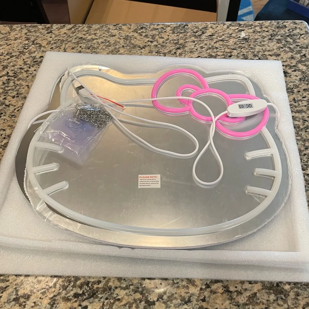 NIB Hello Kitty Neon Light Up Dimmer Hanging 15”x13” Lit Mirror Electric Gift!!